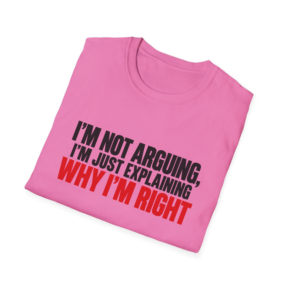 I'm Not Arguing, I'm Just Explaining Why I'm Right — Bold Statement Graphic Unisex Softstyle T-Shirt