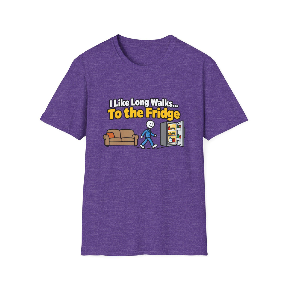 I Like Long Walks To The Fridge — Funny Couch & Snack Humor Graphic Unisex Softstyle T-Shirt