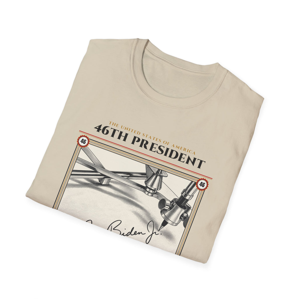 46th President - The Autopen (2021–2025) Vintage Engraving Portrait Unisex Softstyle T-Shirt