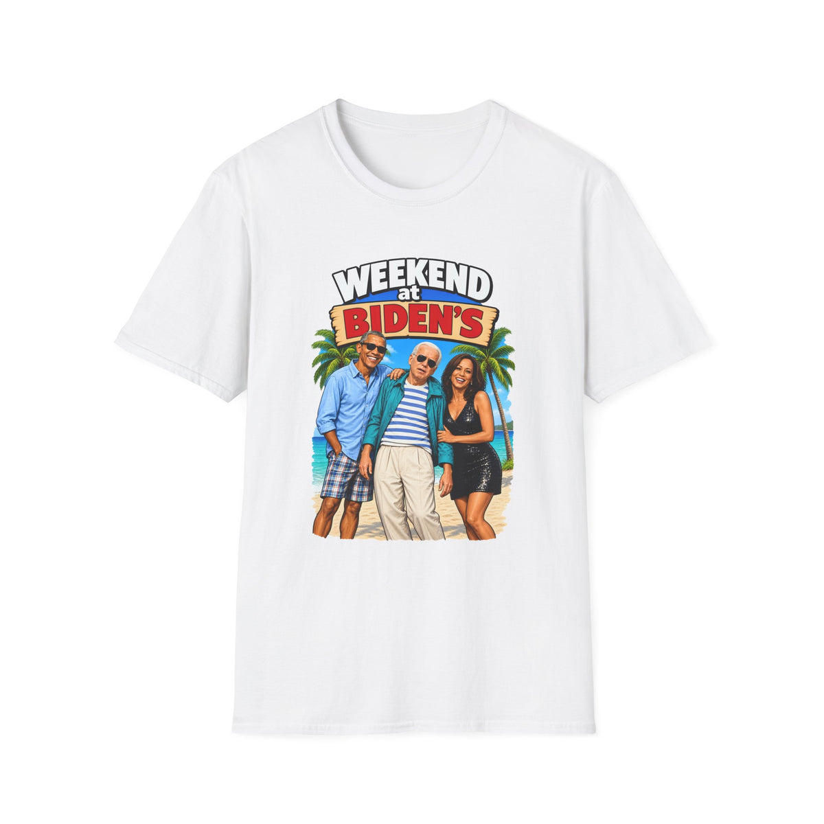 Weekend At Biden's — Beach Party Parody Graphic Unisex Softstyle T-Shirt