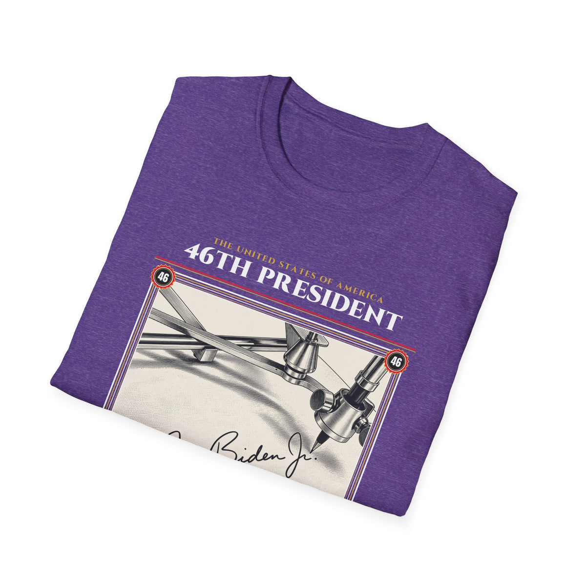 46th President - The Autopen (2021–2025) Vintage Engraving Portrait Unisex Softstyle T-Shirt