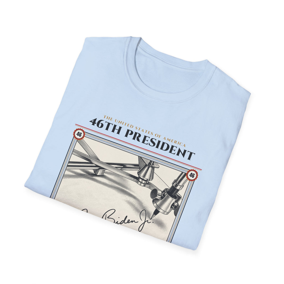 46th President - The Autopen (2021–2025) Vintage Engraving Portrait Unisex Softstyle T-Shirt