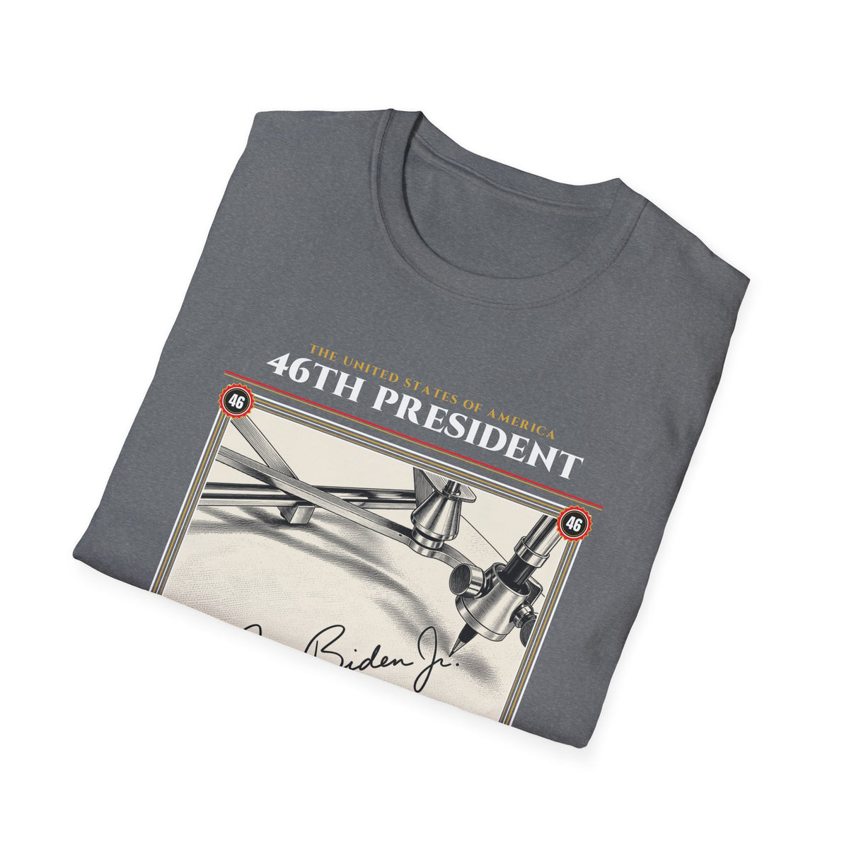 46th President - The Autopen (2021–2025) Vintage Engraving Portrait Unisex Softstyle T-Shirt