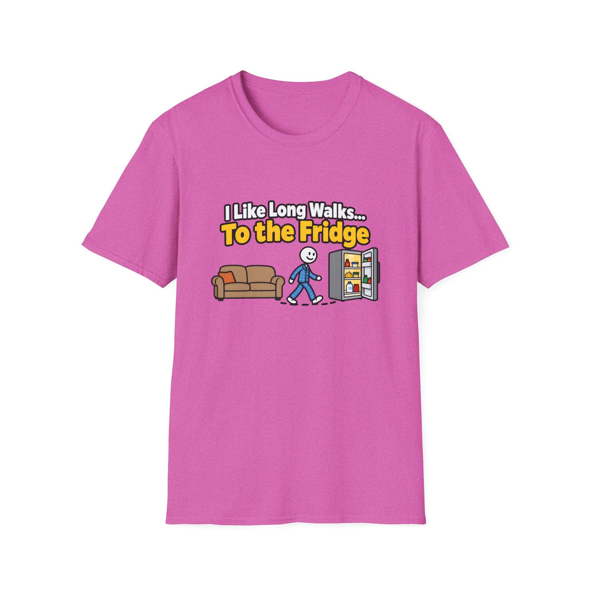 I Like Long Walks To The Fridge — Funny Couch & Snack Humor Graphic Unisex Softstyle T-Shirt
