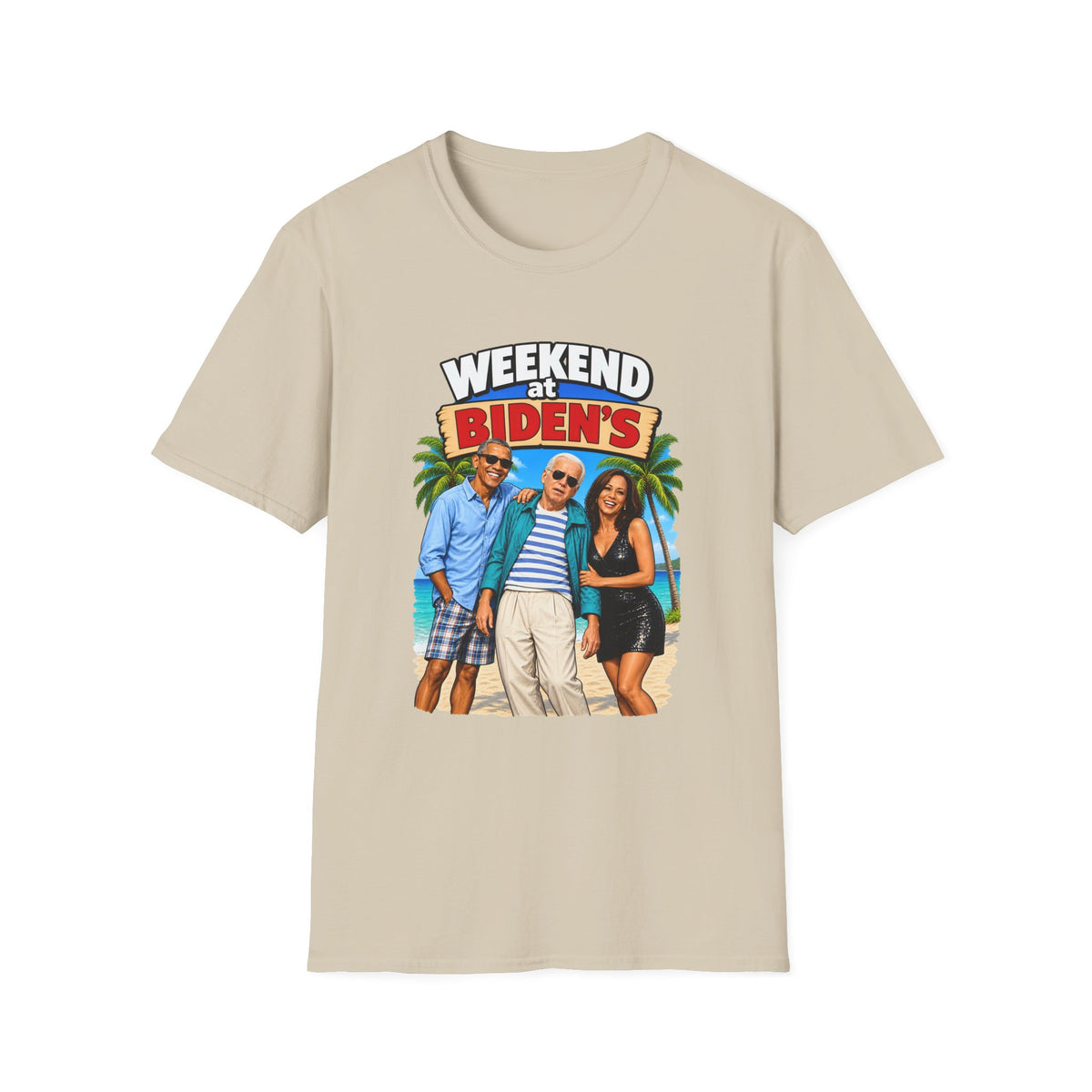 Weekend At Biden's — Beach Party Parody Graphic Unisex Softstyle T-Shirt