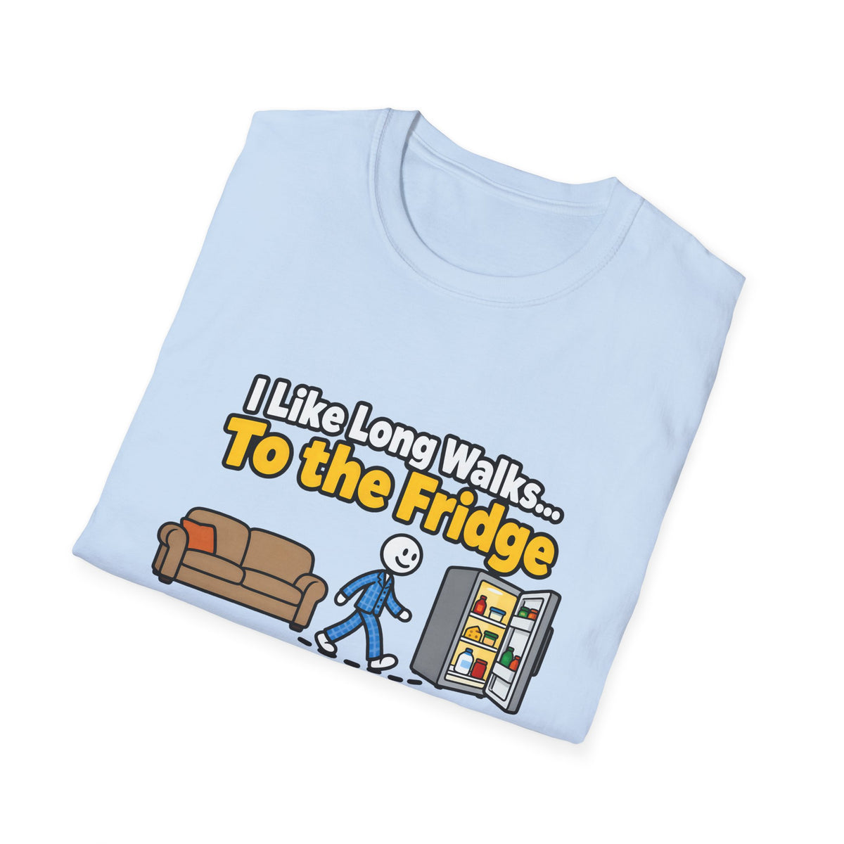 I Like Long Walks To The Fridge — Funny Couch & Snack Humor Graphic Unisex Softstyle T-Shirt
