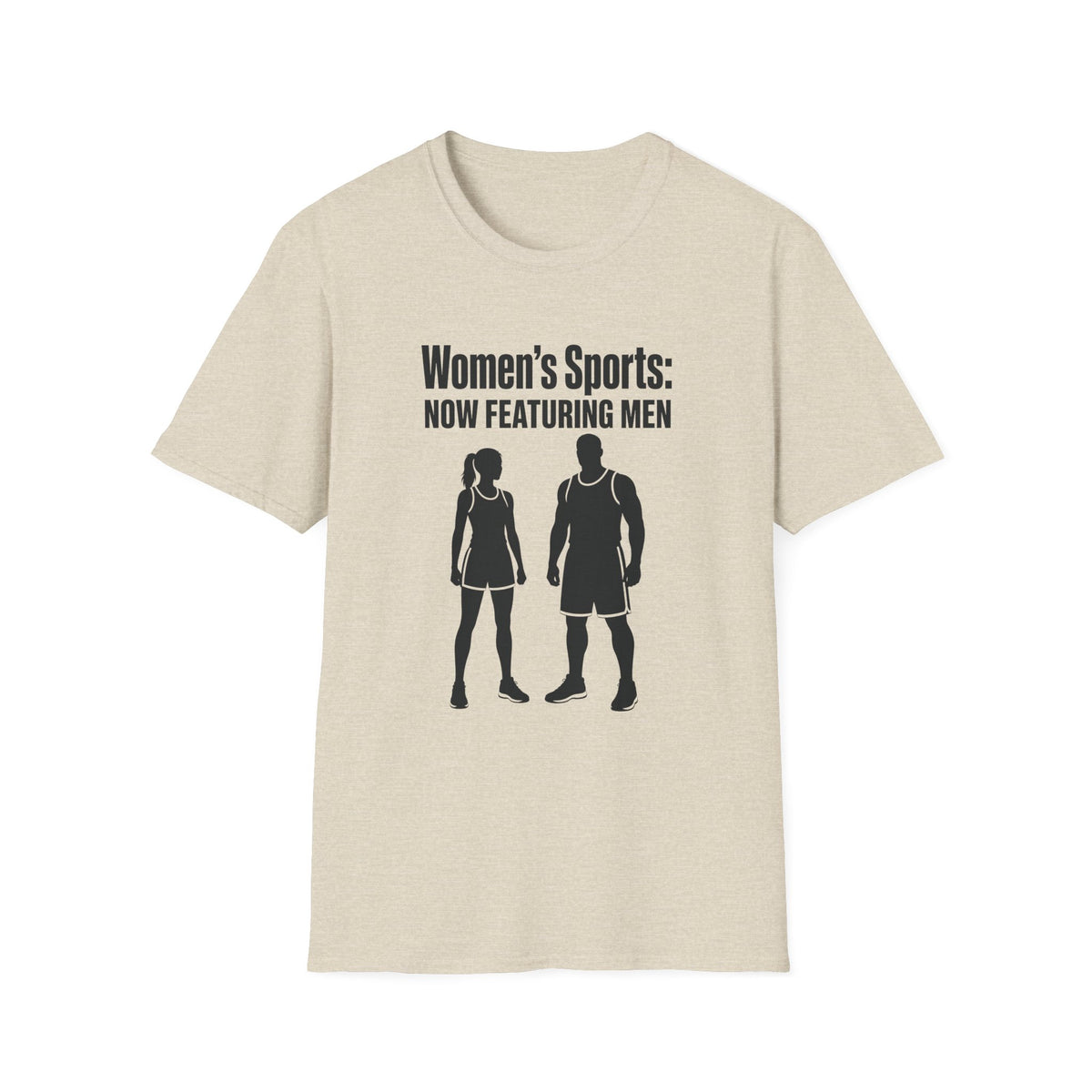 Women's Sports Now Featuring Men — Athlete Silhouette Political Satire Unisex Softstyle T-Shirt