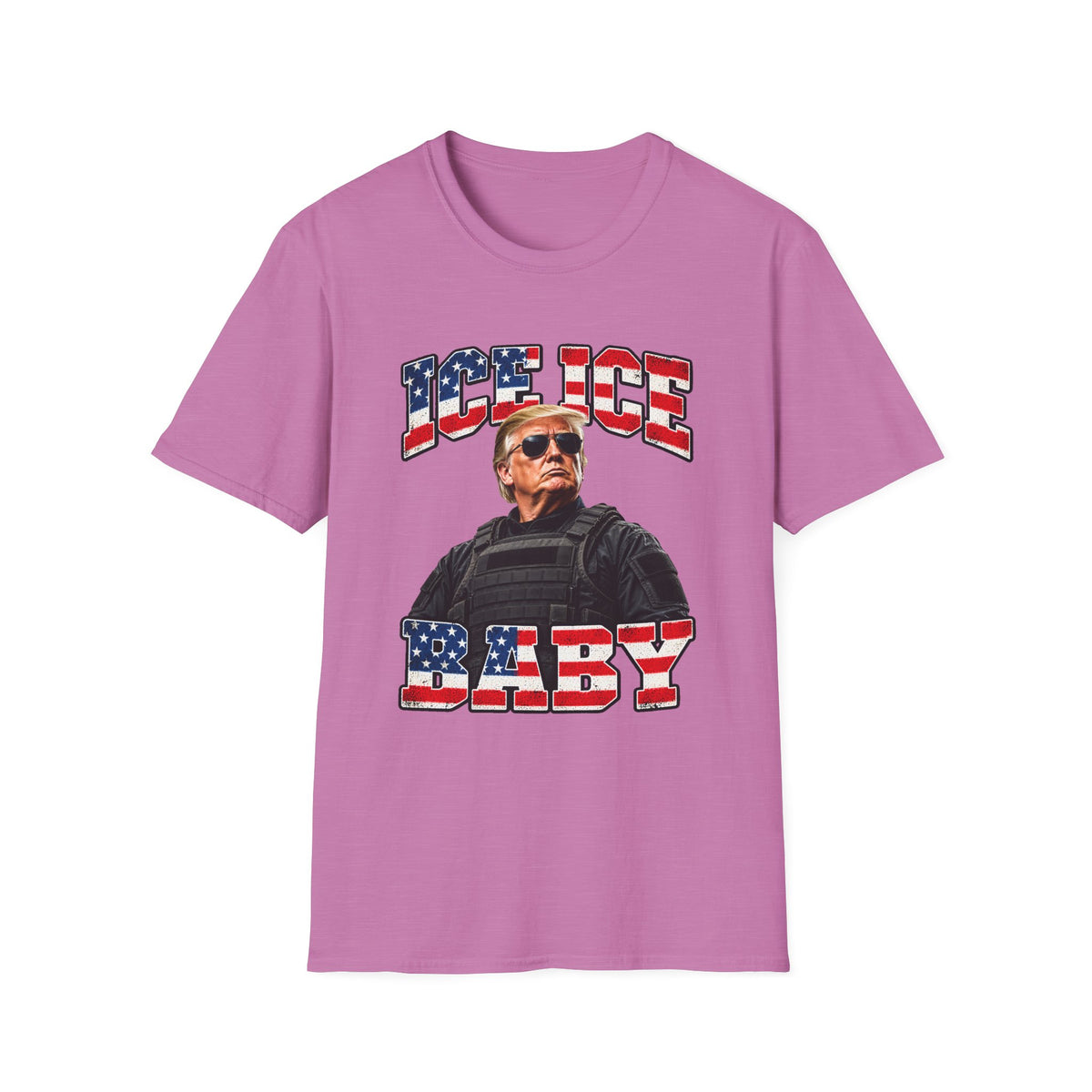 Ice Ice Baby — Trump Tactical Vest & American Flag Graphic Unisex Softstyle T-Shirt
