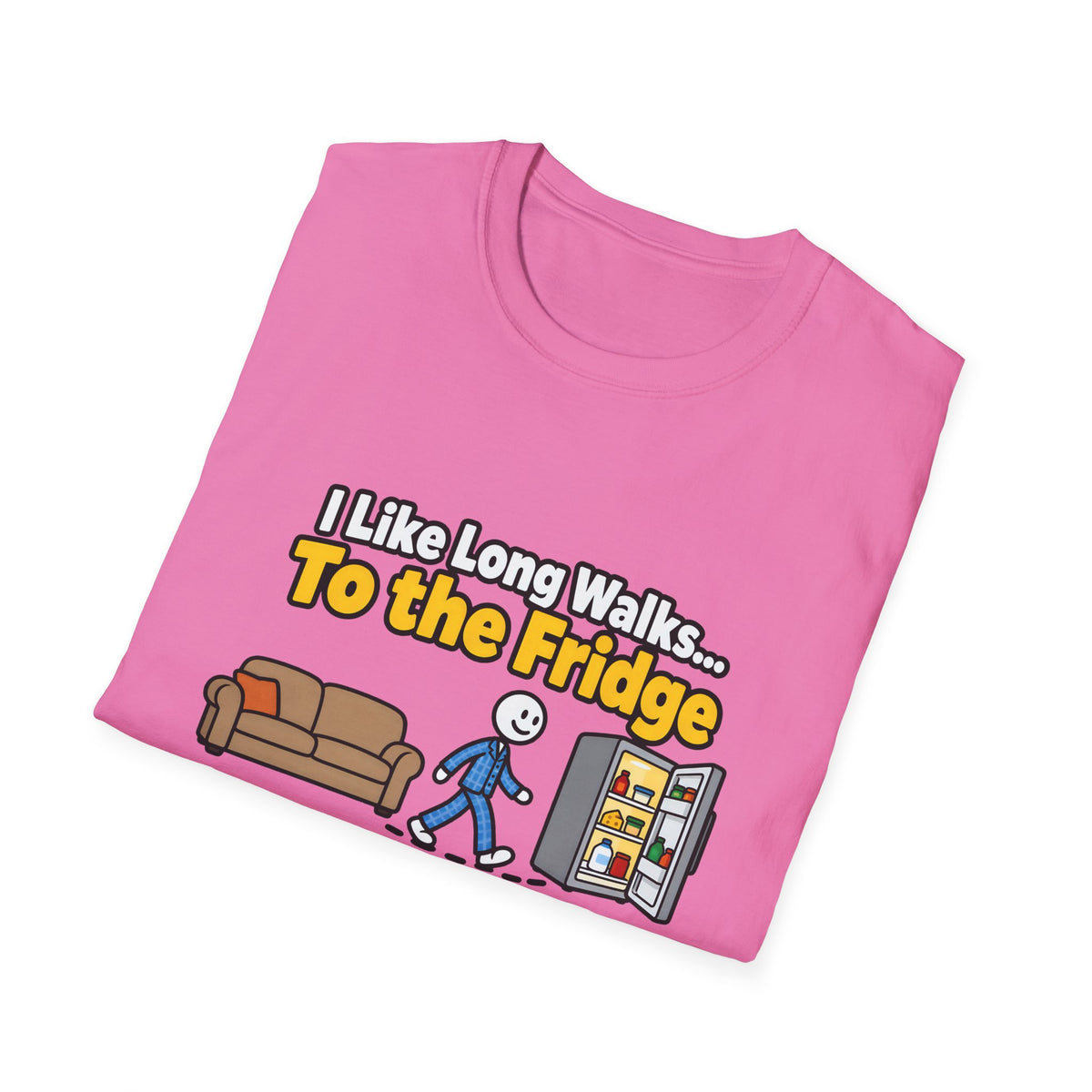 I Like Long Walks To The Fridge — Funny Couch & Snack Humor Graphic Unisex Softstyle T-Shirt