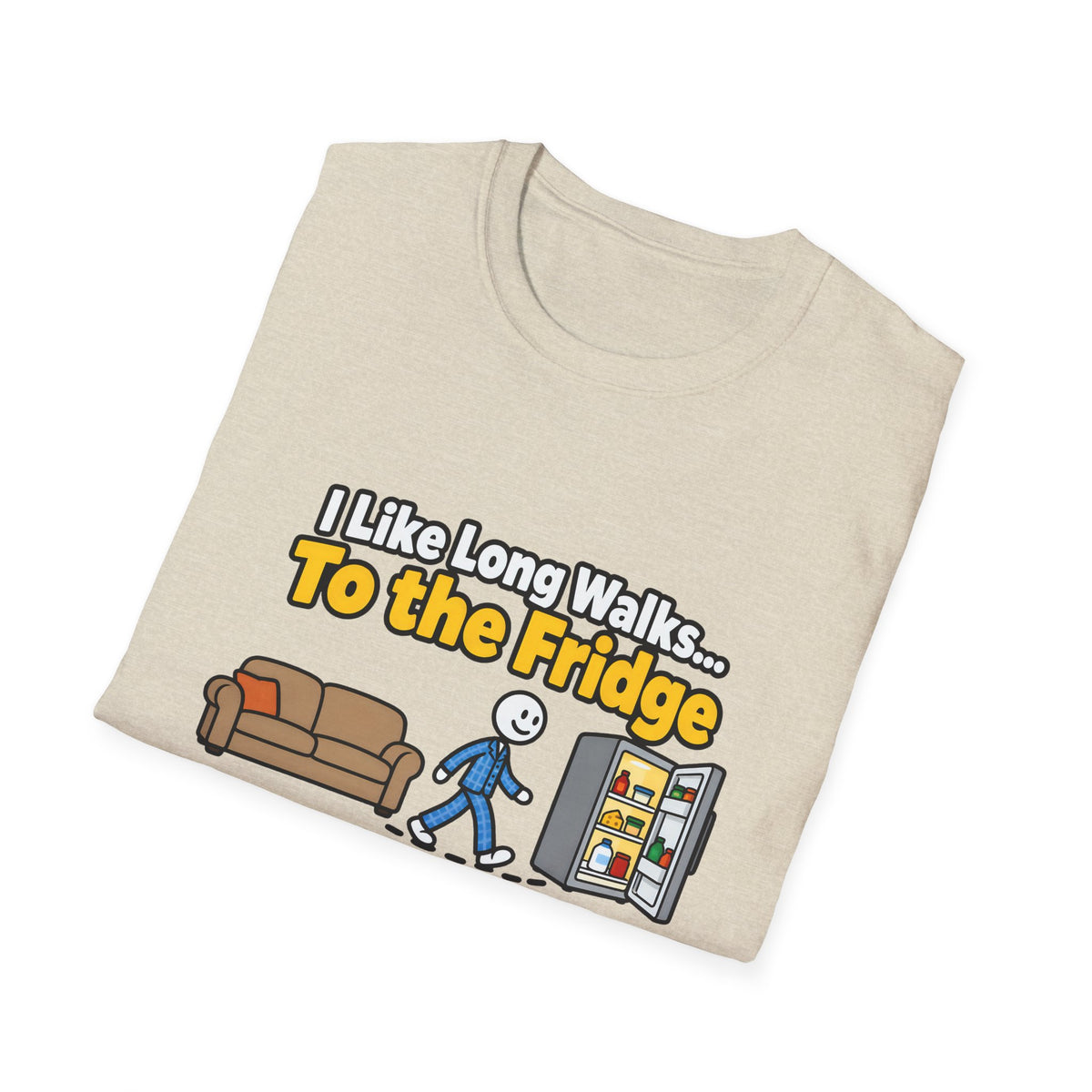 I Like Long Walks To The Fridge — Funny Couch & Snack Humor Graphic Unisex Softstyle T-Shirt