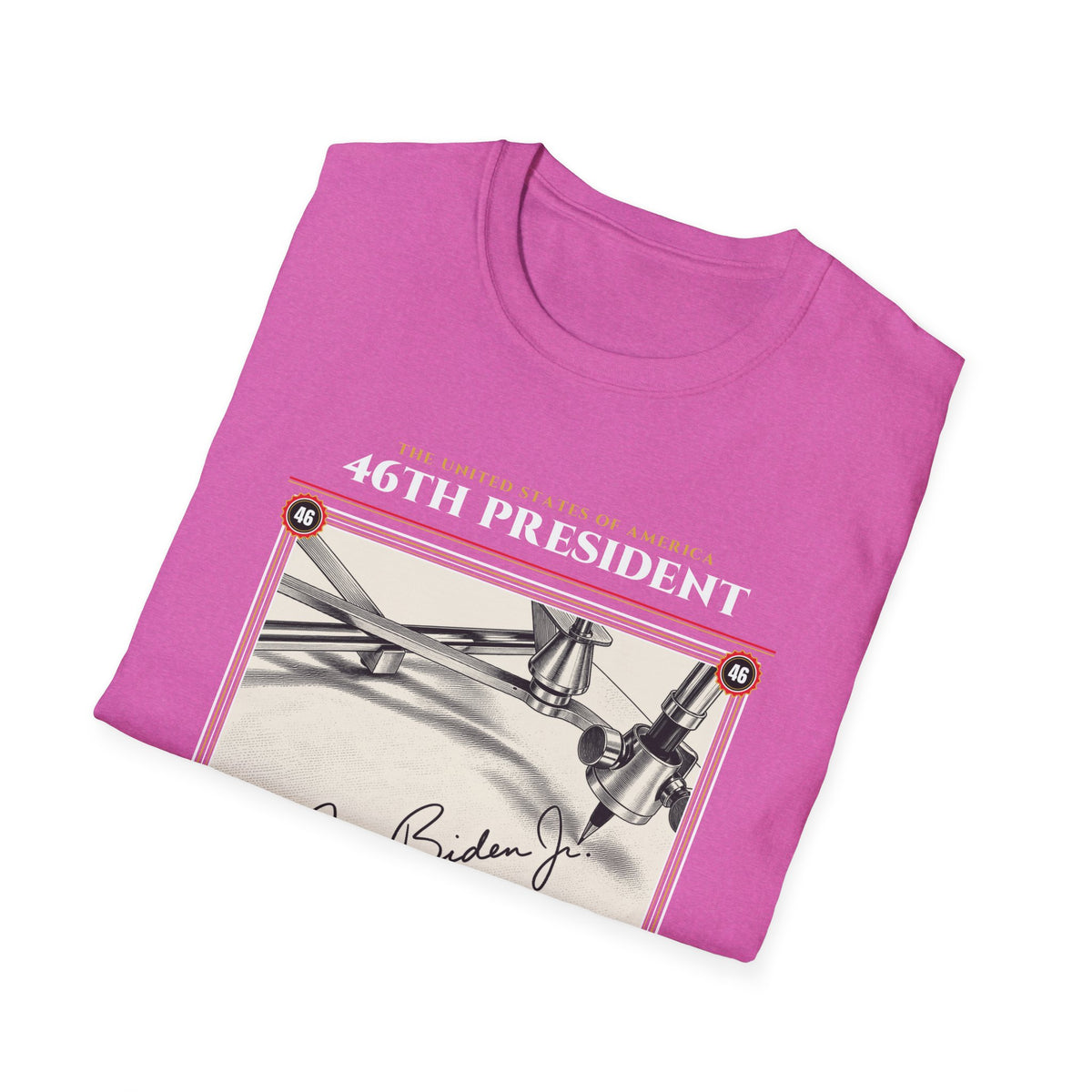 46th President - The Autopen (2021–2025) Vintage Engraving Portrait Unisex Softstyle T-Shirt