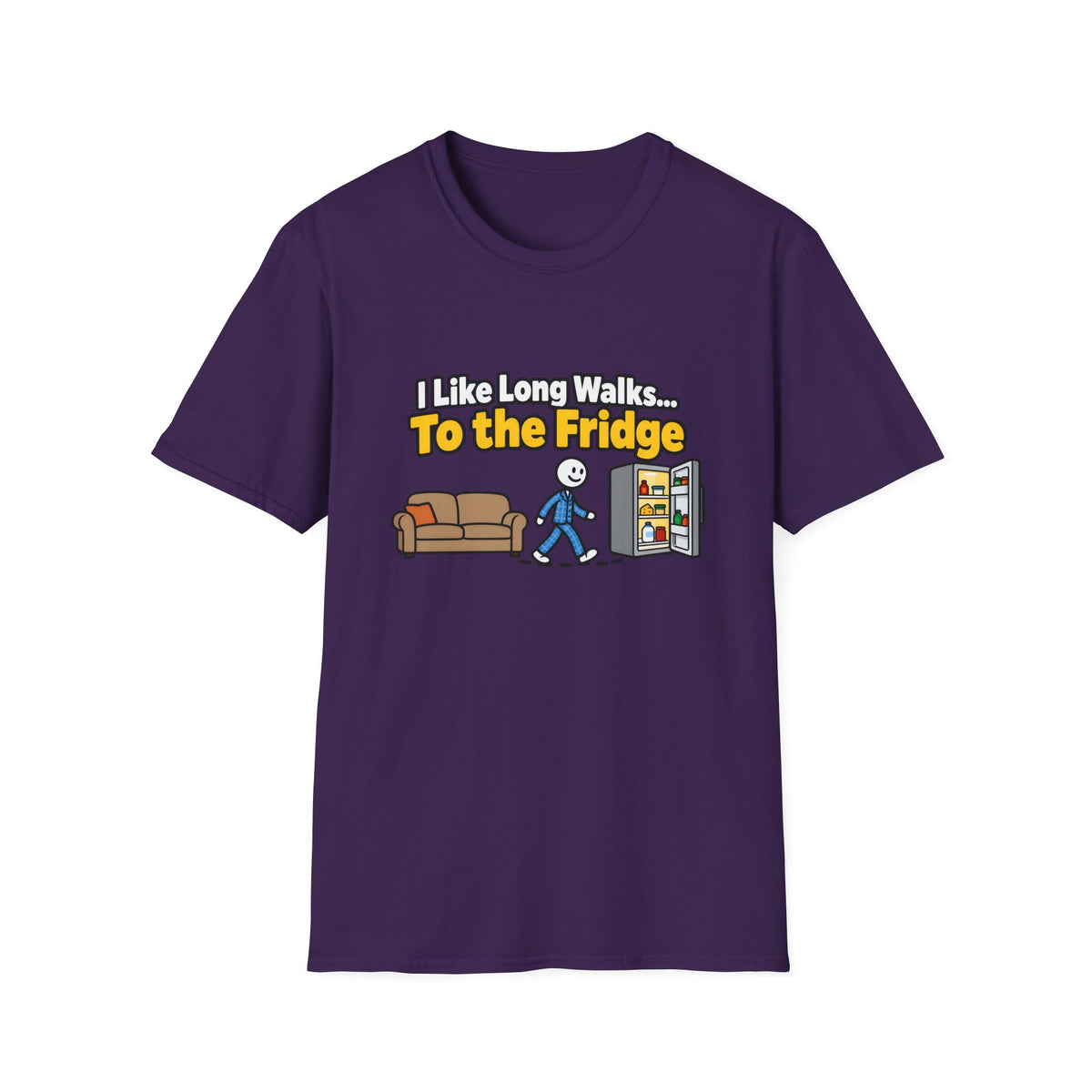 I Like Long Walks To The Fridge — Funny Couch & Snack Humor Graphic Unisex Softstyle T-Shirt