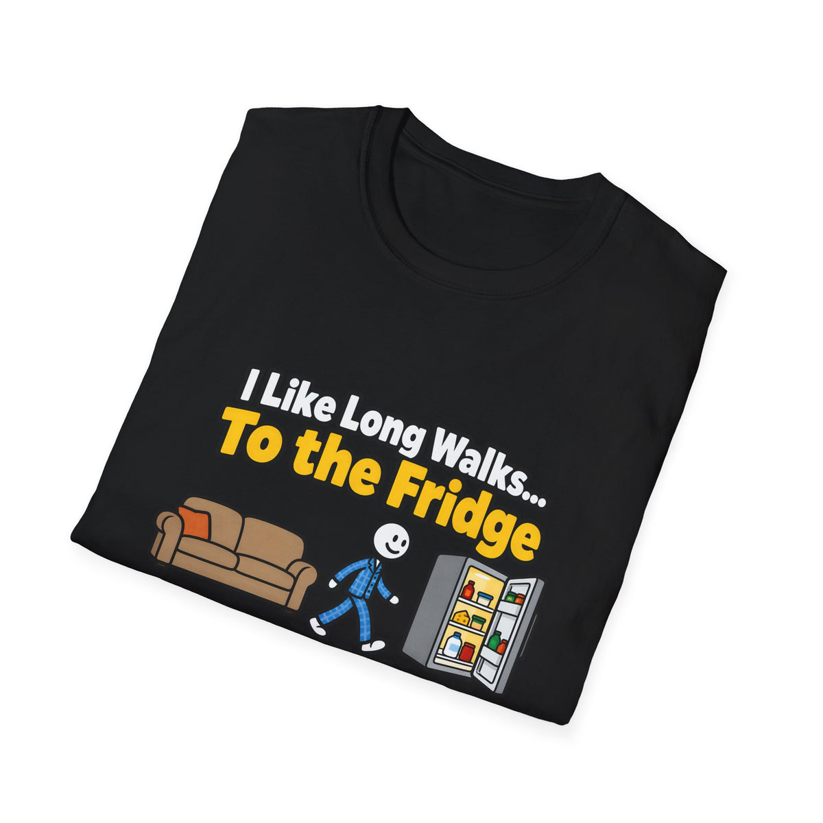 I Like Long Walks To The Fridge — Funny Couch & Snack Humor Graphic Unisex Softstyle T-Shirt