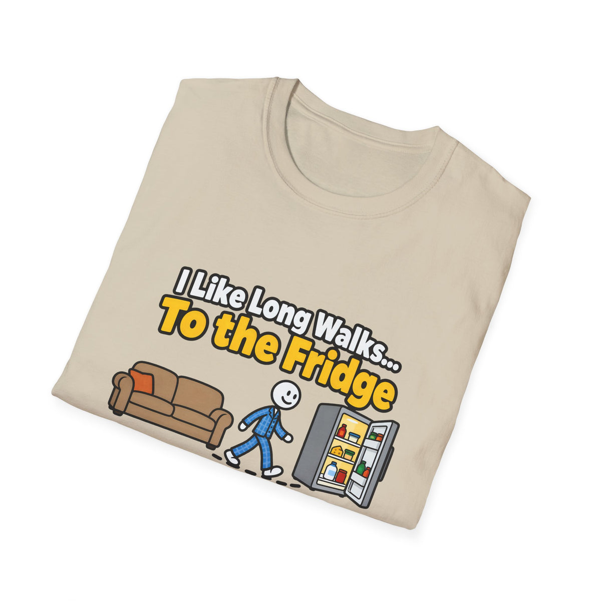 I Like Long Walks To The Fridge — Funny Couch & Snack Humor Graphic Unisex Softstyle T-Shirt