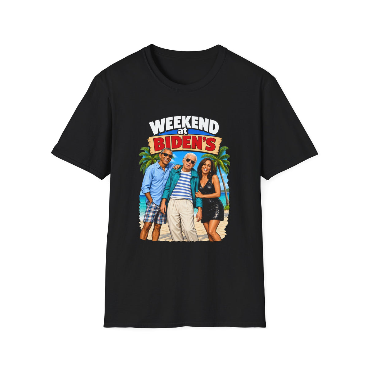 Weekend At Biden's — Beach Party Parody Graphic Unisex Softstyle T-Shirt