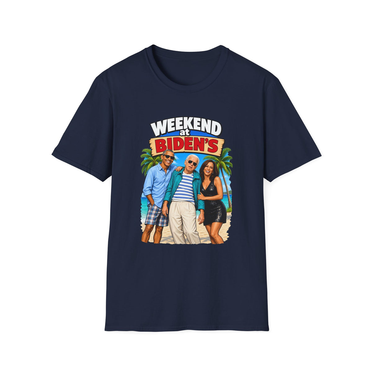 Weekend At Biden's — Beach Party Parody Graphic Unisex Softstyle T-Shirt