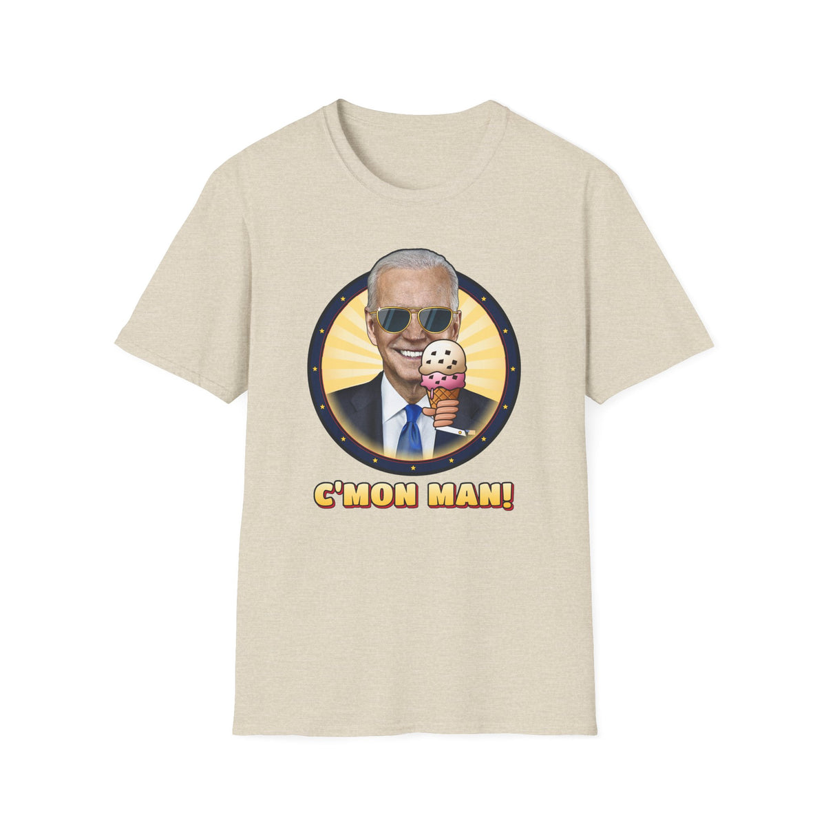 C'mon Man! — Joe Biden Aviators & Ice Cream Graphic Unisex Softstyle T-Shirt