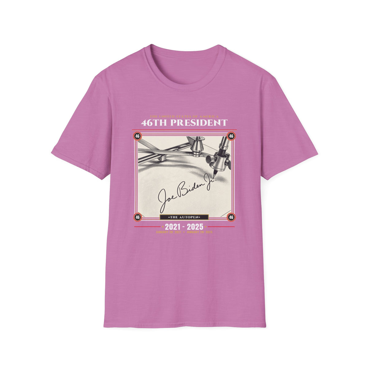 46th President - The Autopen (2021–2025) Vintage Engraving Portrait Unisex Softstyle T-Shirt
