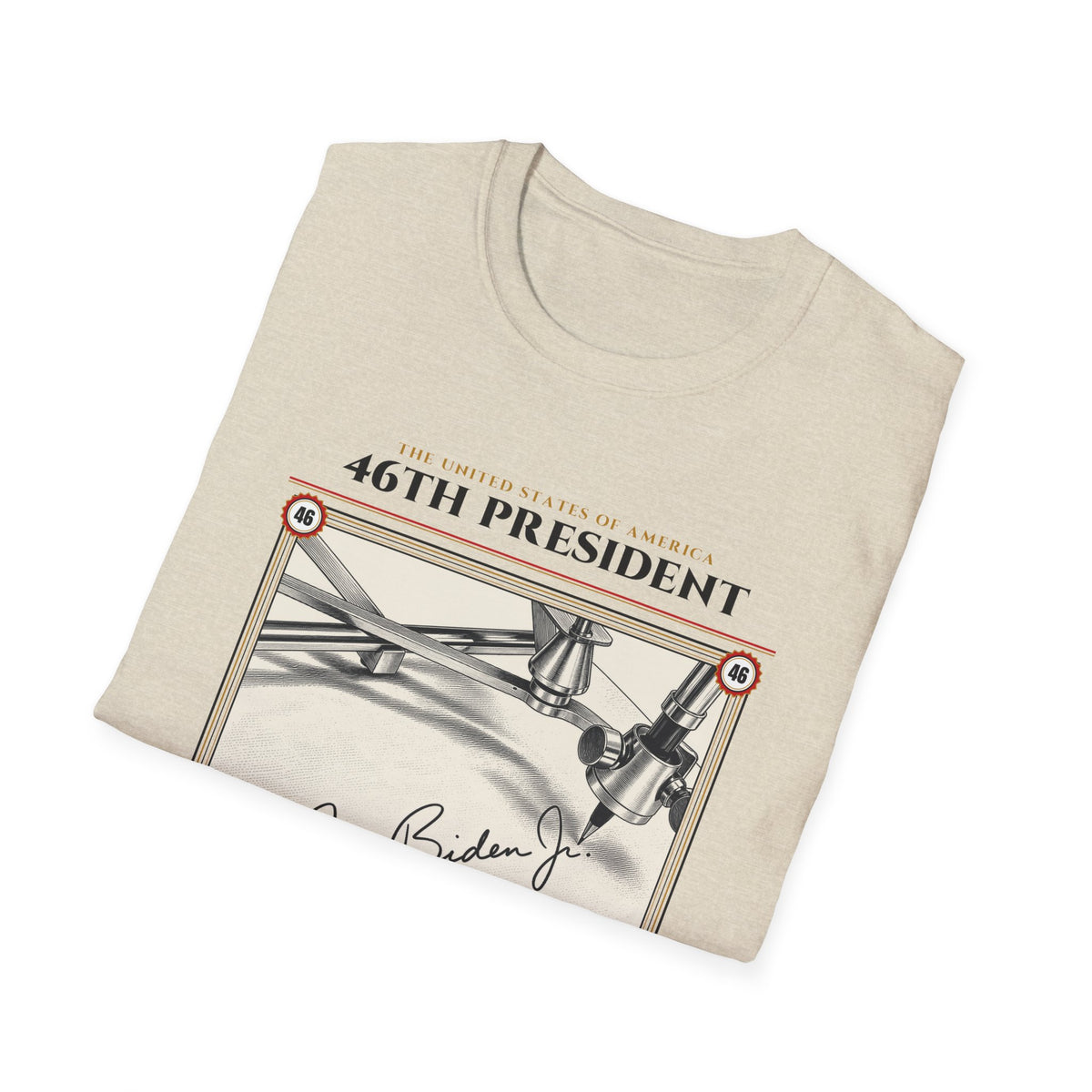 46th President - The Autopen (2021–2025) Vintage Engraving Portrait Unisex Softstyle T-Shirt