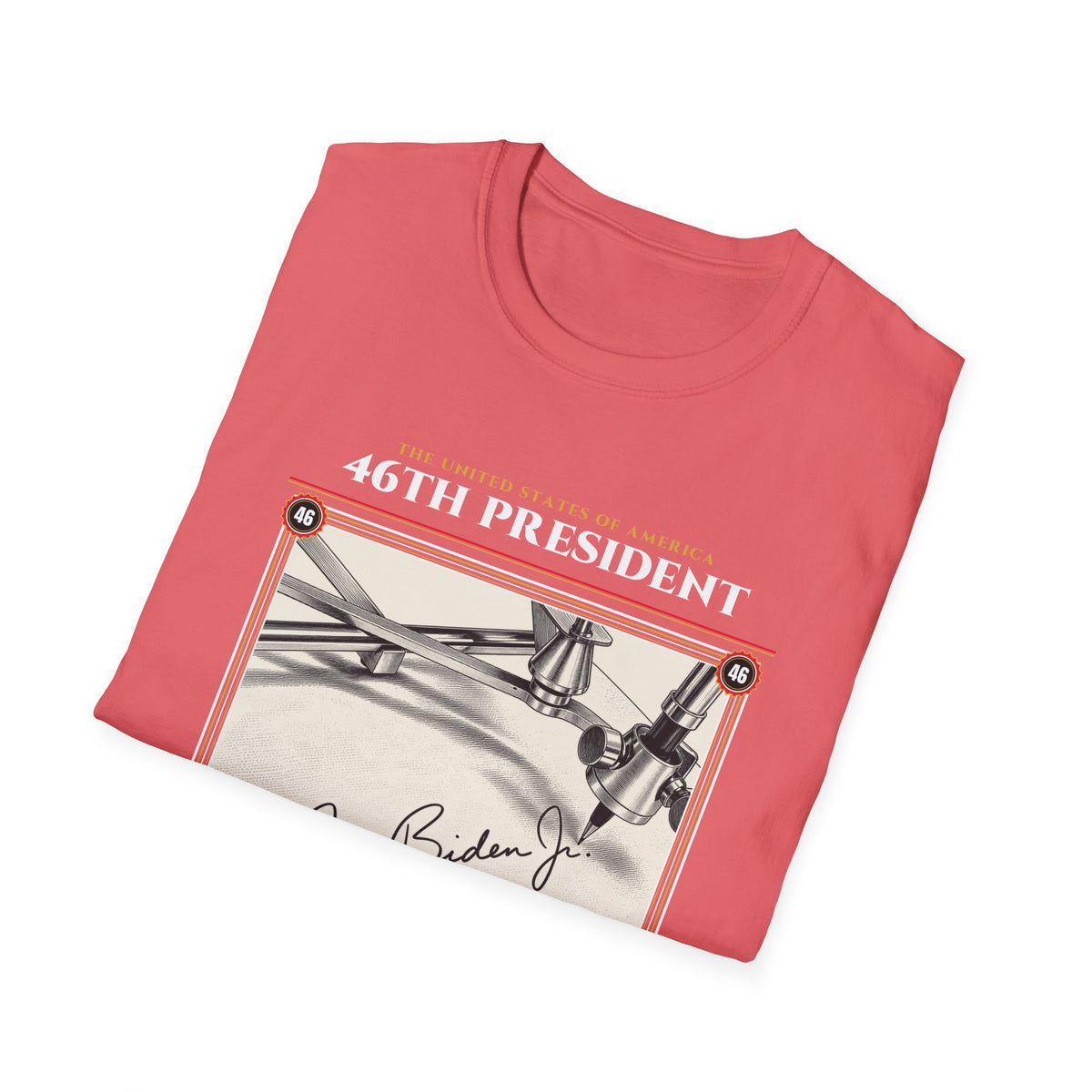 46th President - The Autopen (2021–2025) Vintage Engraving Portrait Unisex Softstyle T-Shirt