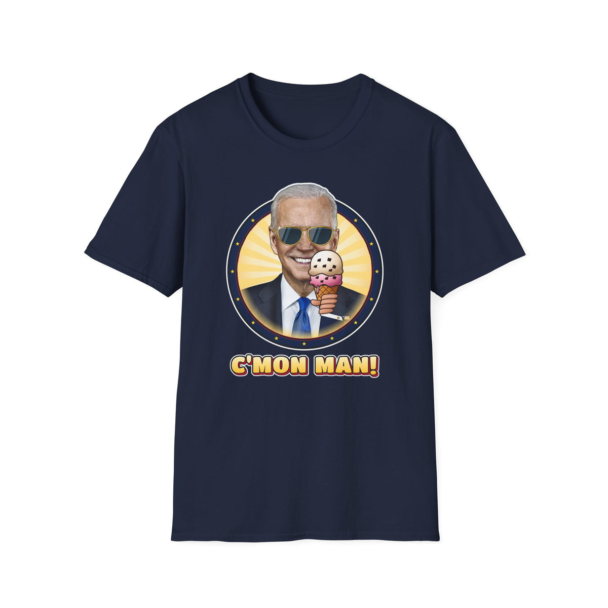 C'mon Man! — Joe Biden Aviators & Ice Cream Graphic Unisex Softstyle T-Shirt