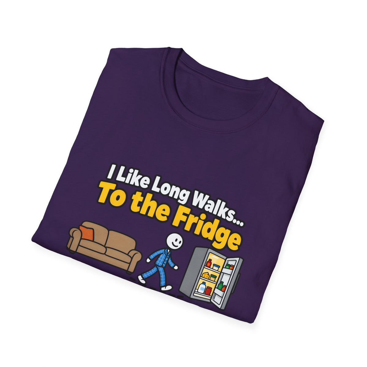 I Like Long Walks To The Fridge — Funny Couch & Snack Humor Graphic Unisex Softstyle T-Shirt