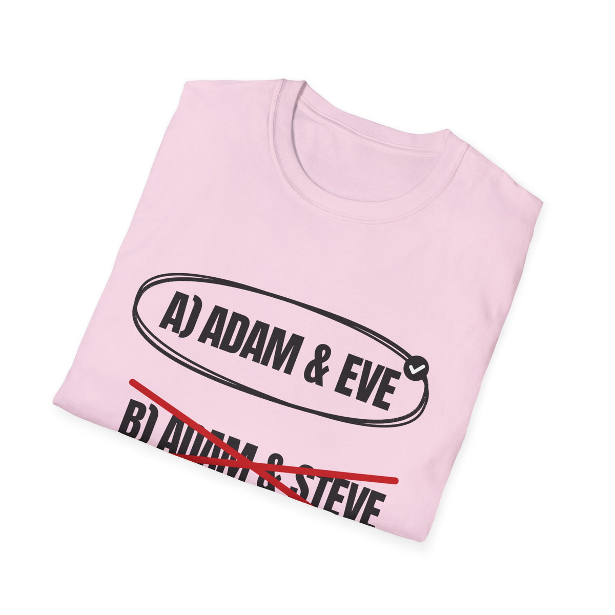 Adam & Eve Not Adam & Steve - God's Creation Order (Genesis 1:27 & 2:24 KJV) Unisex Softstyle T-Shirt