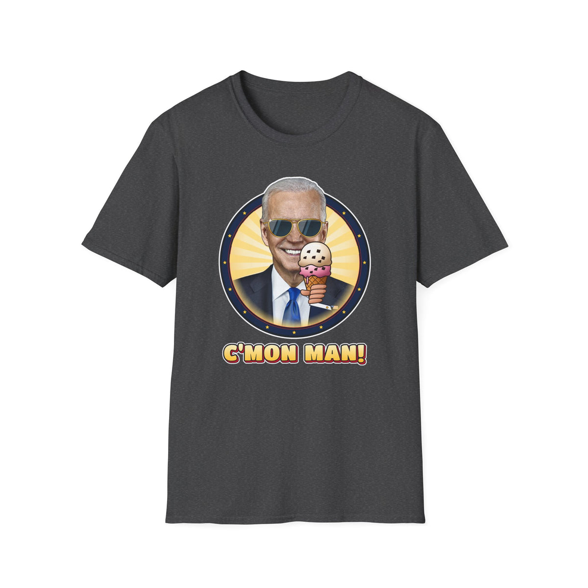 C'mon Man! — Joe Biden Aviators & Ice Cream Graphic Unisex Softstyle T-Shirt