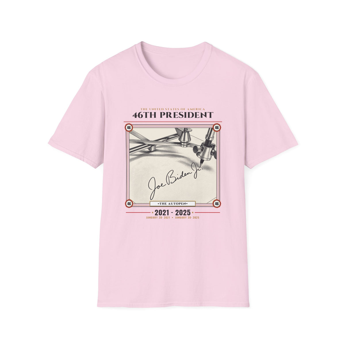 46th President - The Autopen (2021–2025) Vintage Engraving Portrait Unisex Softstyle T-Shirt