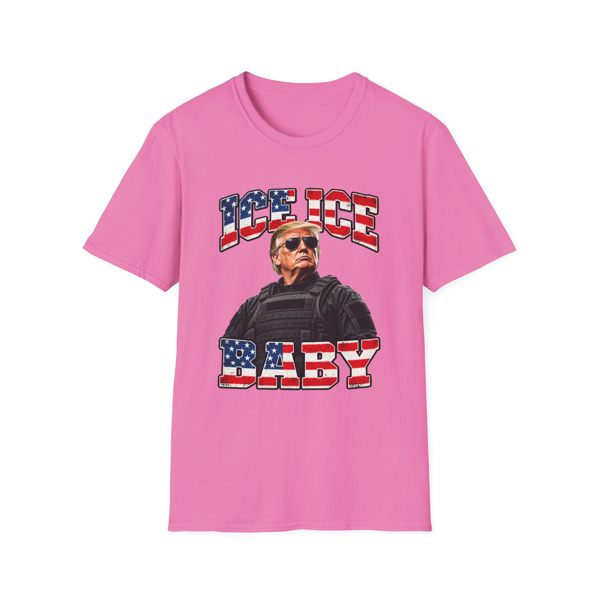 Ice Ice Baby — Trump Tactical Vest & American Flag Graphic Unisex Softstyle T-Shirt