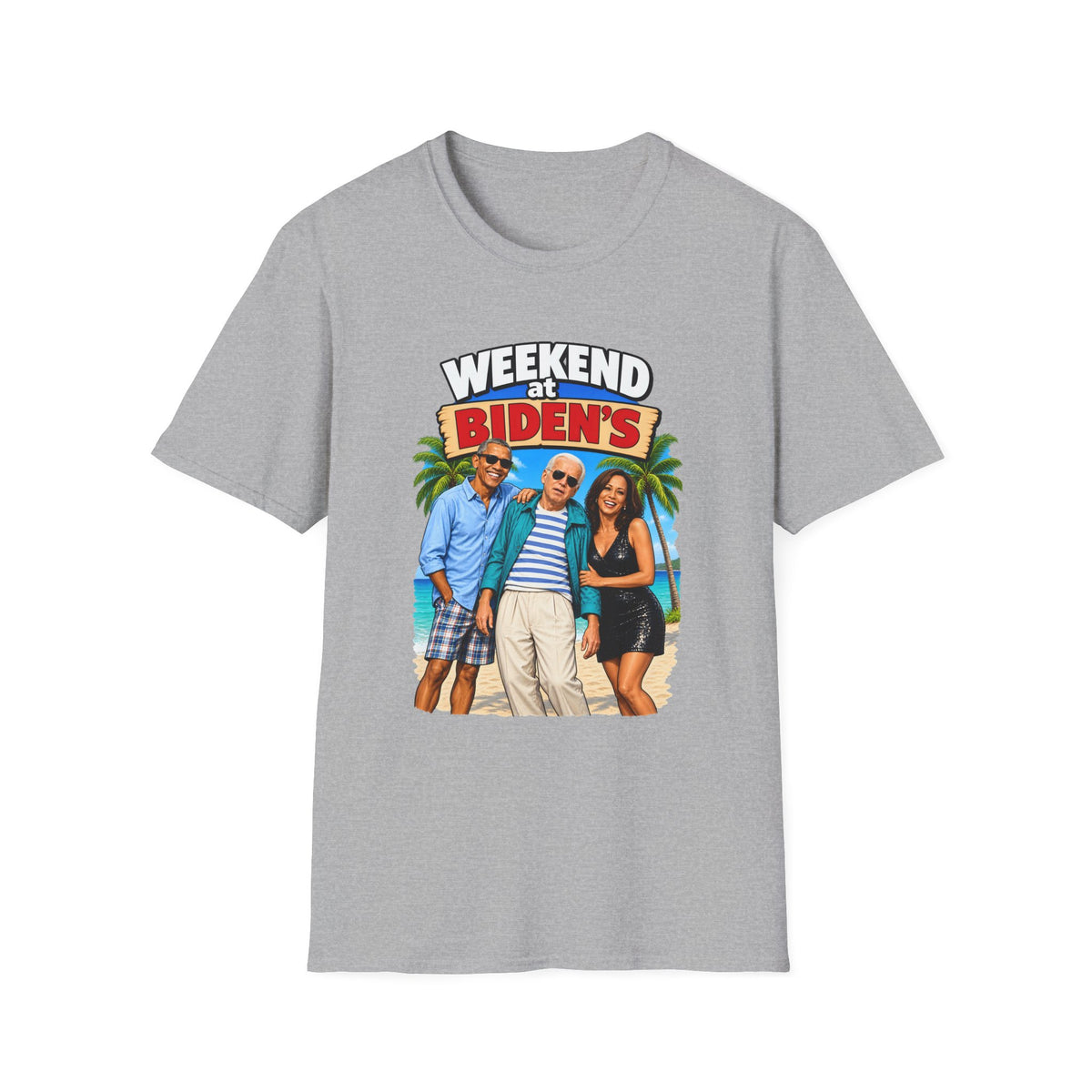 Weekend At Biden's — Beach Party Parody Graphic Unisex Softstyle T-Shirt