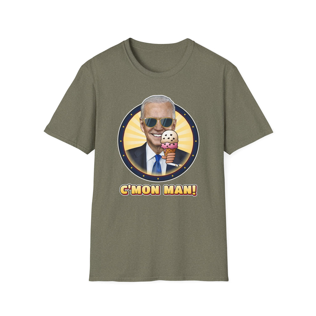 C'mon Man! — Joe Biden Aviators & Ice Cream Graphic Unisex Softstyle T-Shirt