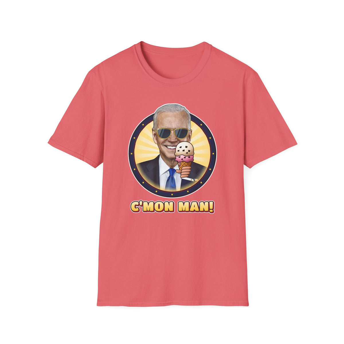 C'mon Man! — Joe Biden Aviators & Ice Cream Graphic Unisex Softstyle T-Shirt