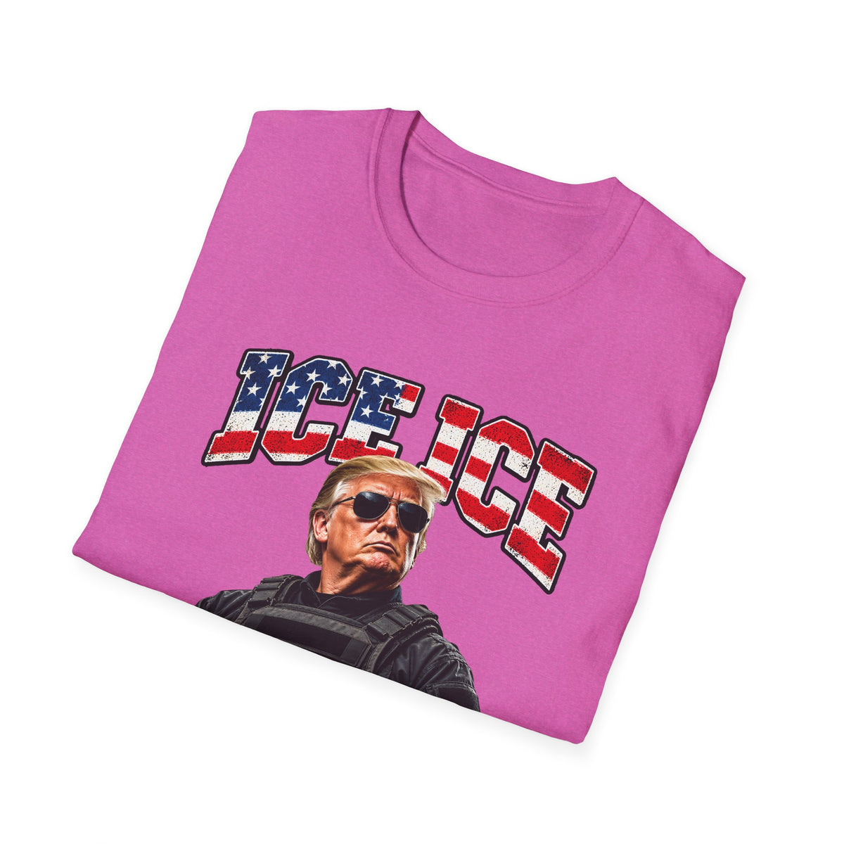 Ice Ice Baby — Trump Tactical Vest & American Flag Graphic Unisex Softstyle T-Shirt