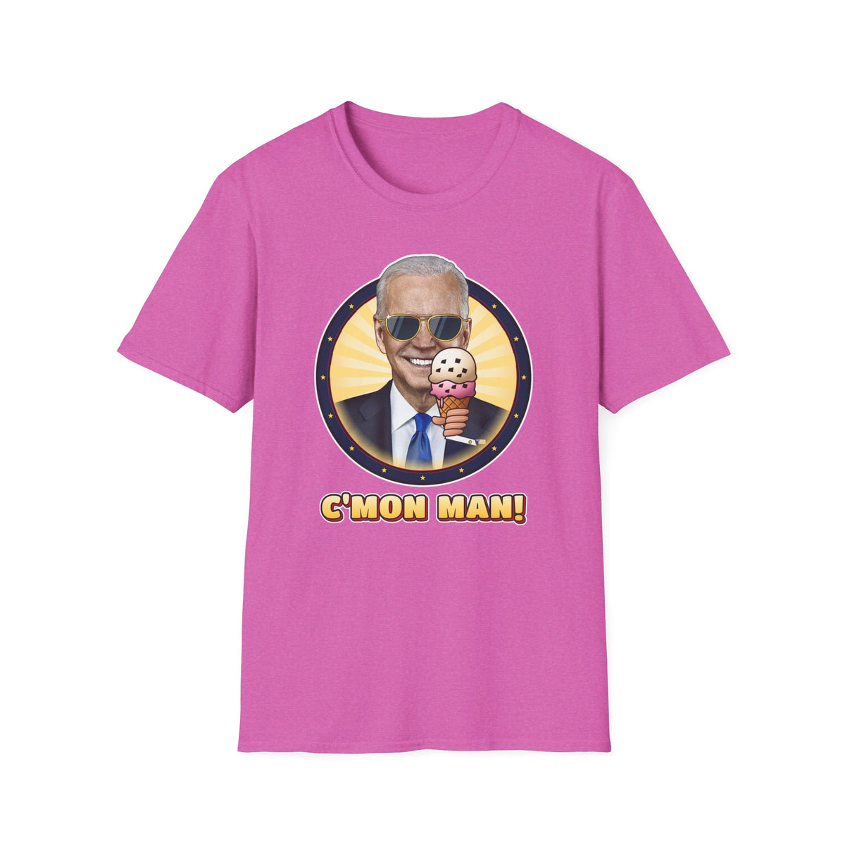 C'mon Man! — Joe Biden Aviators & Ice Cream Graphic Unisex Softstyle T-Shirt