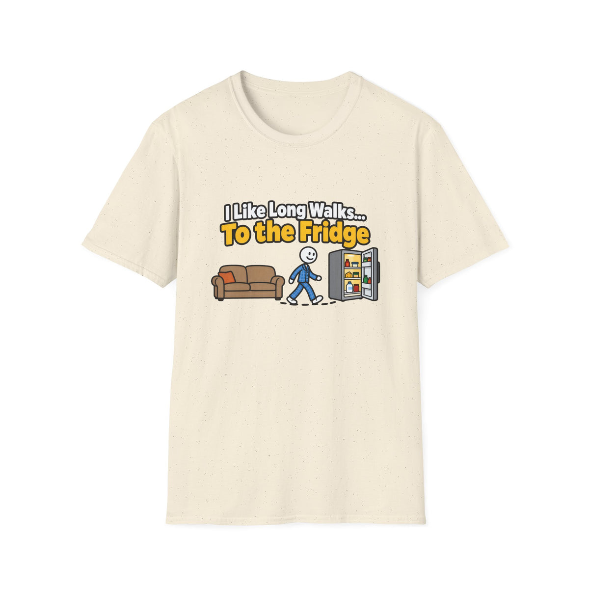 I Like Long Walks To The Fridge — Funny Couch & Snack Humor Graphic Unisex Softstyle T-Shirt
