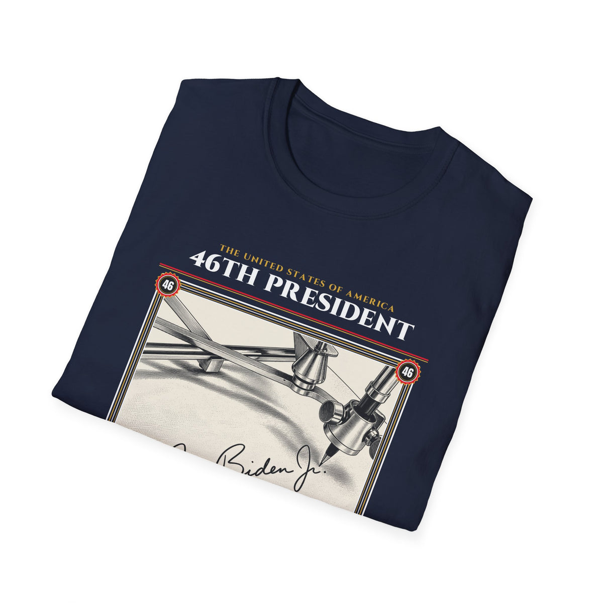 46th President - The Autopen (2021–2025) Vintage Engraving Portrait Unisex Softstyle T-Shirt
