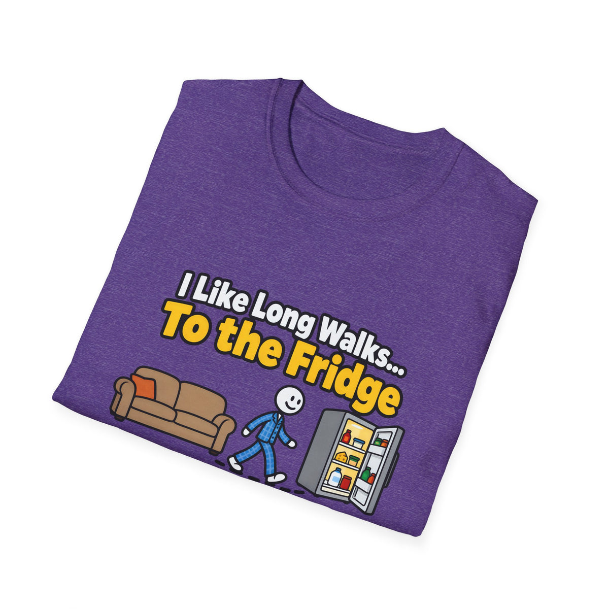 I Like Long Walks To The Fridge — Funny Couch & Snack Humor Graphic Unisex Softstyle T-Shirt