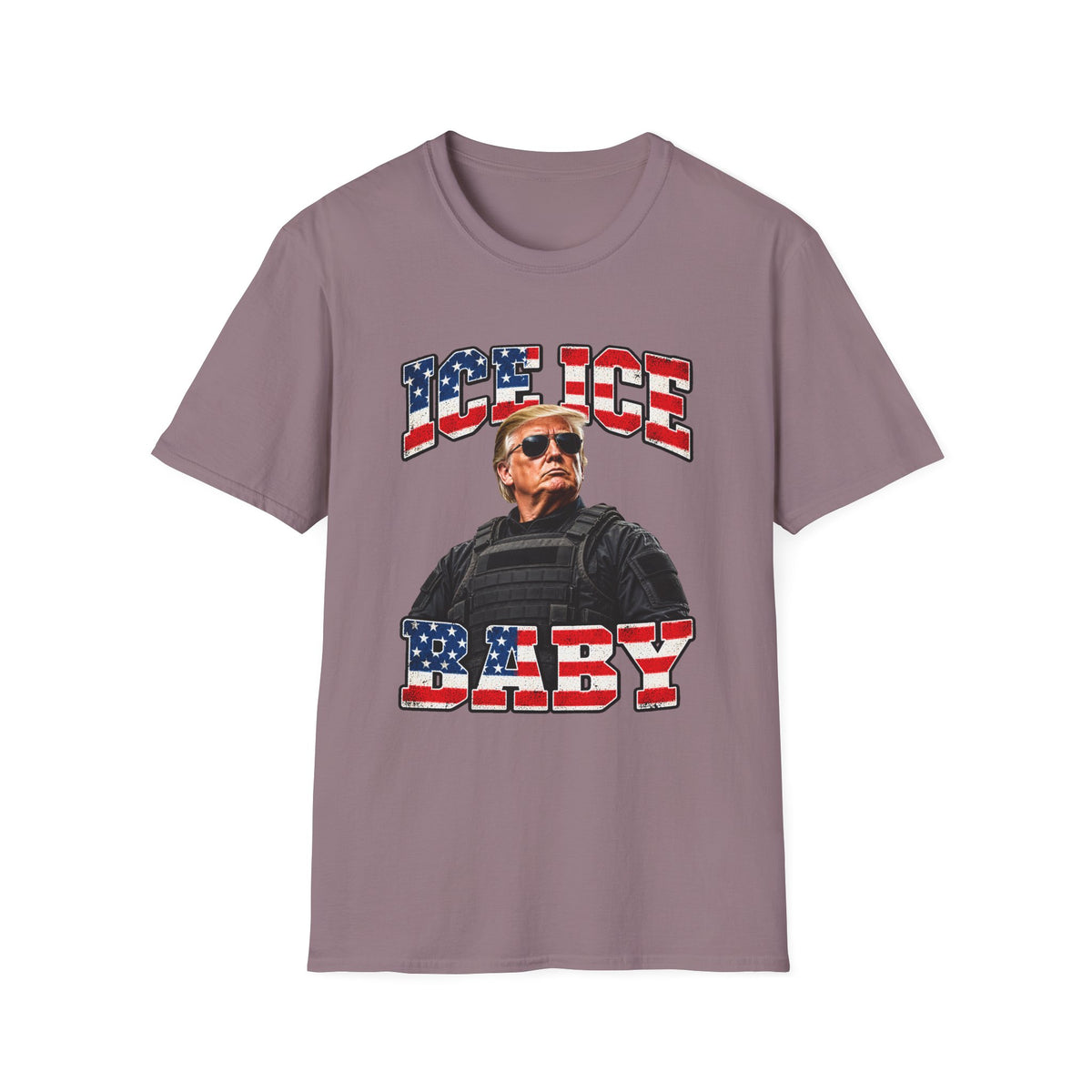 Ice Ice Baby — Trump Tactical Vest & American Flag Graphic Unisex Softstyle T-Shirt