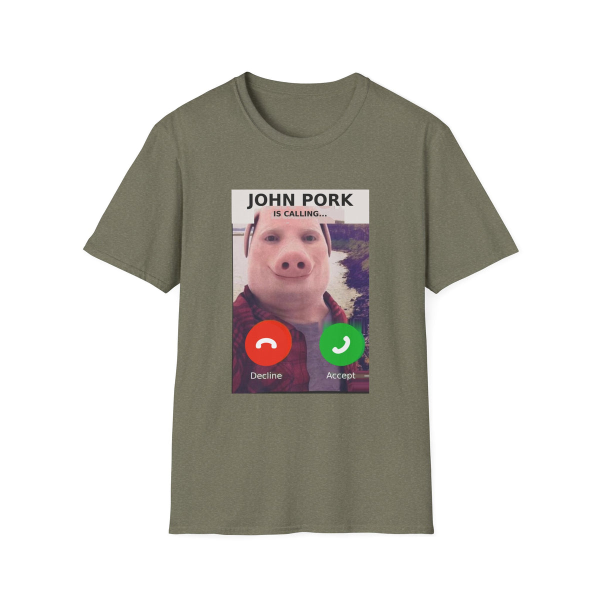 John Pork Is Calling — Viral Incoming Call Meme Unisex Softstyle T-Shirt