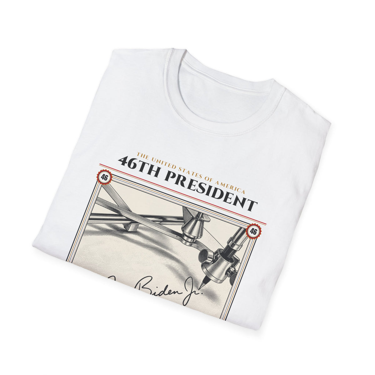 46th President - The Autopen (2021–2025) Vintage Engraving Portrait Unisex Softstyle T-Shirt