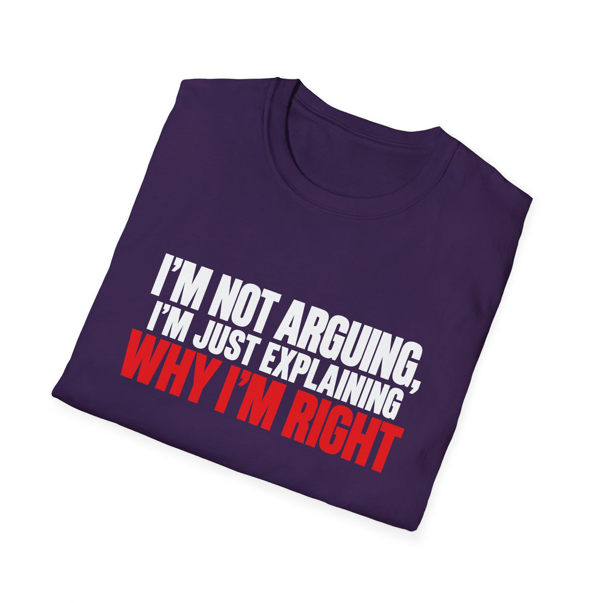 I'm Not Arguing, I'm Just Explaining Why I'm Right — Bold Statement Graphic Unisex Softstyle T-Shirt