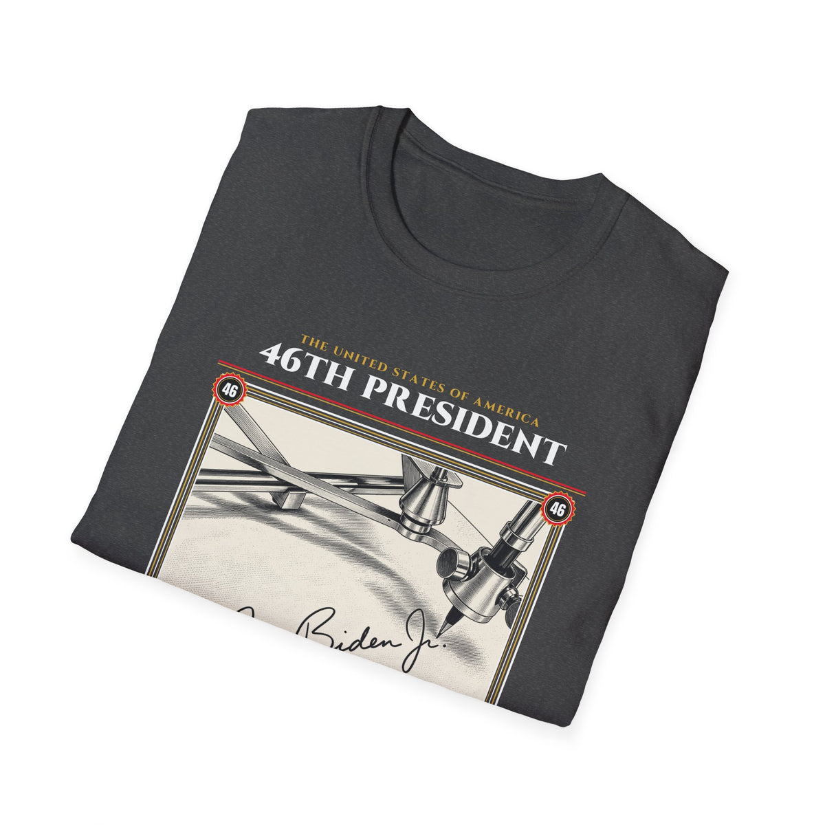 46th President - The Autopen (2021–2025) Vintage Engraving Portrait Unisex Softstyle T-Shirt