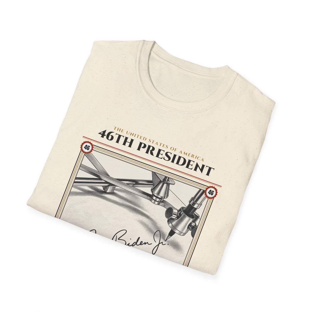 46th President - The Autopen (2021–2025) Vintage Engraving Portrait Unisex Softstyle T-Shirt