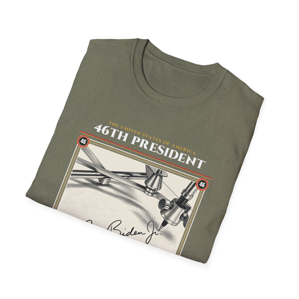 46th President - The Autopen (2021–2025) Vintage Engraving Portrait Unisex Softstyle T-Shirt