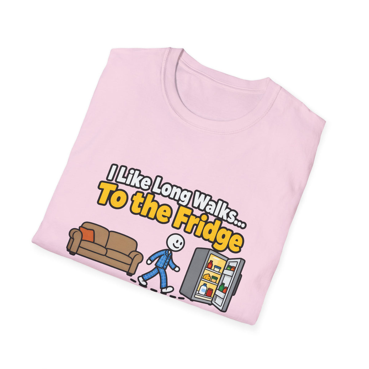 I Like Long Walks To The Fridge — Funny Couch & Snack Humor Graphic Unisex Softstyle T-Shirt