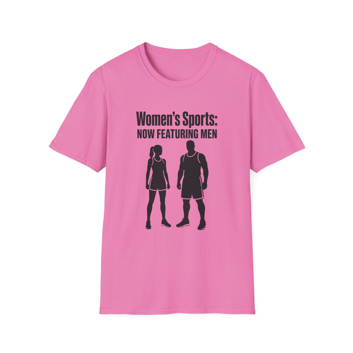 Women's Sports Now Featuring Men — Athlete Silhouette Political Satire Unisex Softstyle T-Shirt
