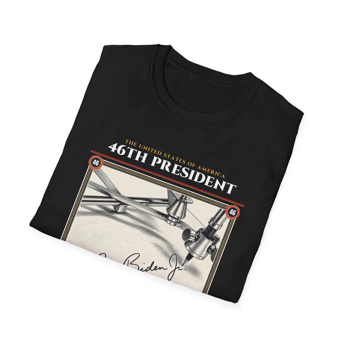 46th President - The Autopen (2021–2025) Vintage Engraving Portrait Unisex Softstyle T-Shirt
