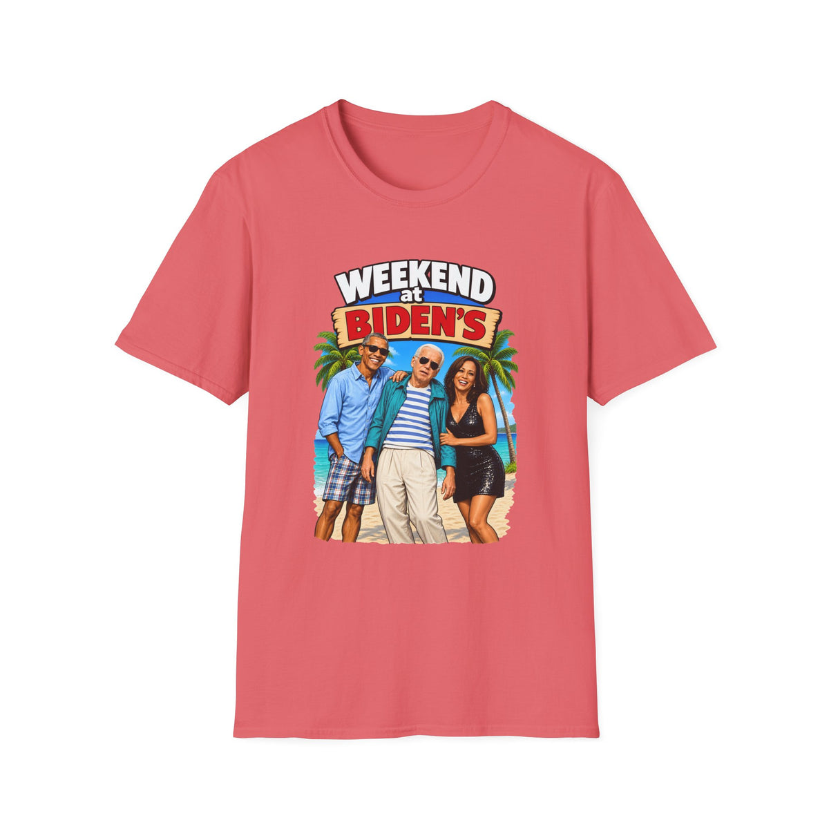 Weekend At Biden's — Beach Party Parody Graphic Unisex Softstyle T-Shirt