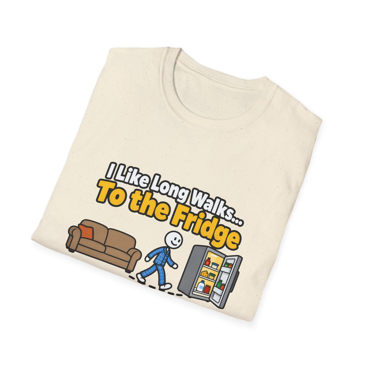 I Like Long Walks To The Fridge — Funny Couch & Snack Humor Graphic Unisex Softstyle T-Shirt